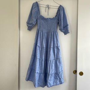 Hill House Dusty Blue Smocked Nap Dress